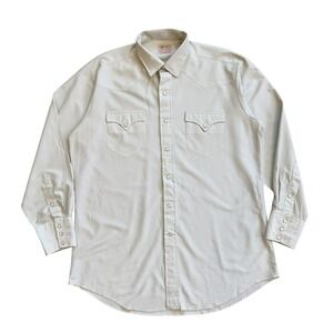 Vintage H Bar C Ranchwear Western Snap Shirt Tan Micro Check Mens XL Long Sleeve